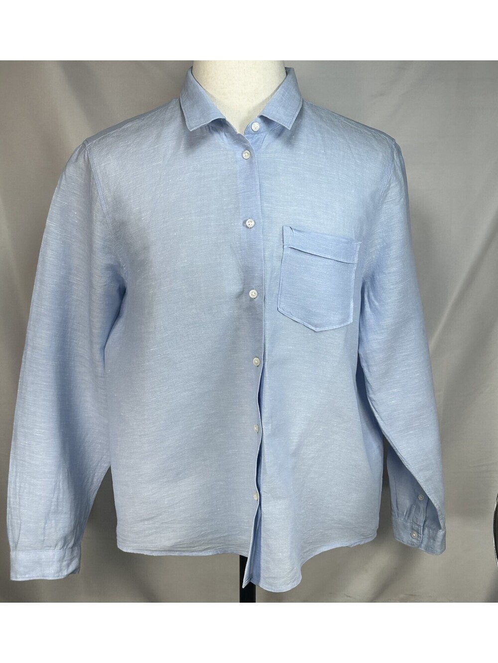 Banana Republic Quinn Pocket Linen Button Up Blue Boys XL